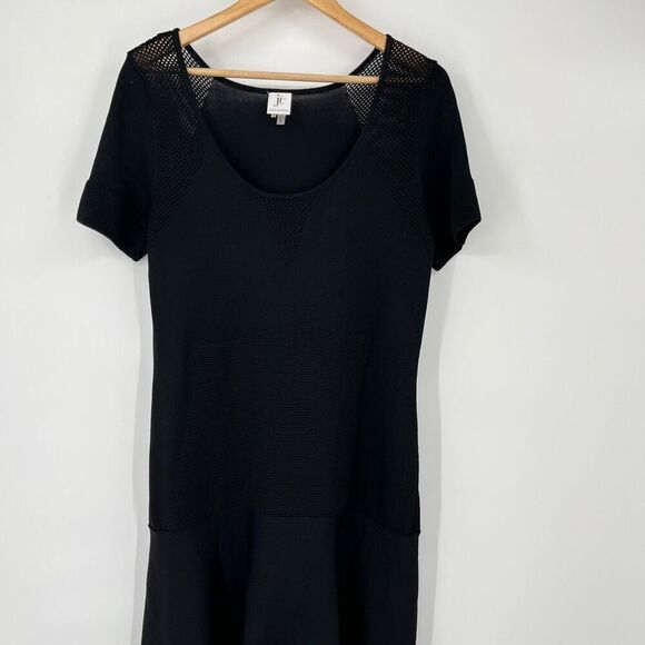 Julia Jordan Stretch Knit Fit & Flare Short Sleeve Dress Black Women's Size XLG - Picture 4 of 7
